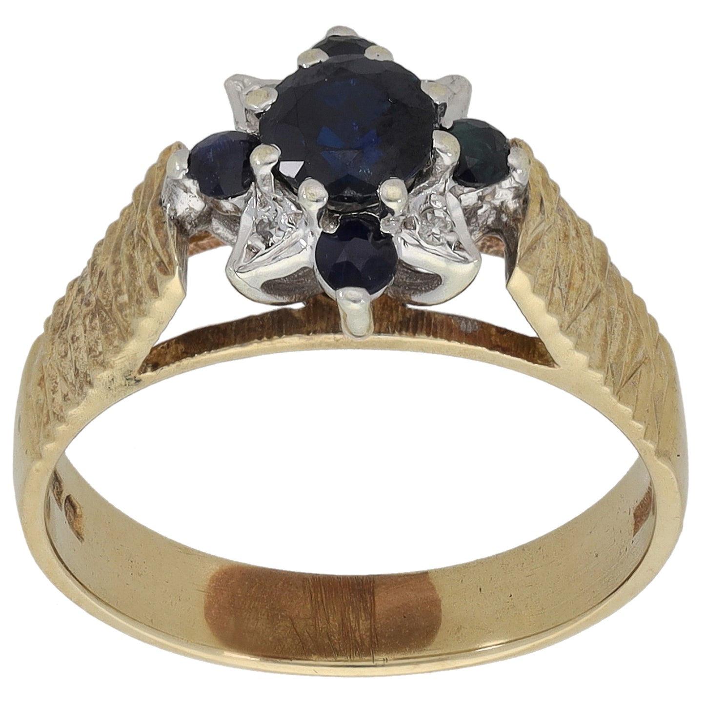 9ct Gold 0.02ct Diamond & Sapphire Dress/Cocktail Ring Size N