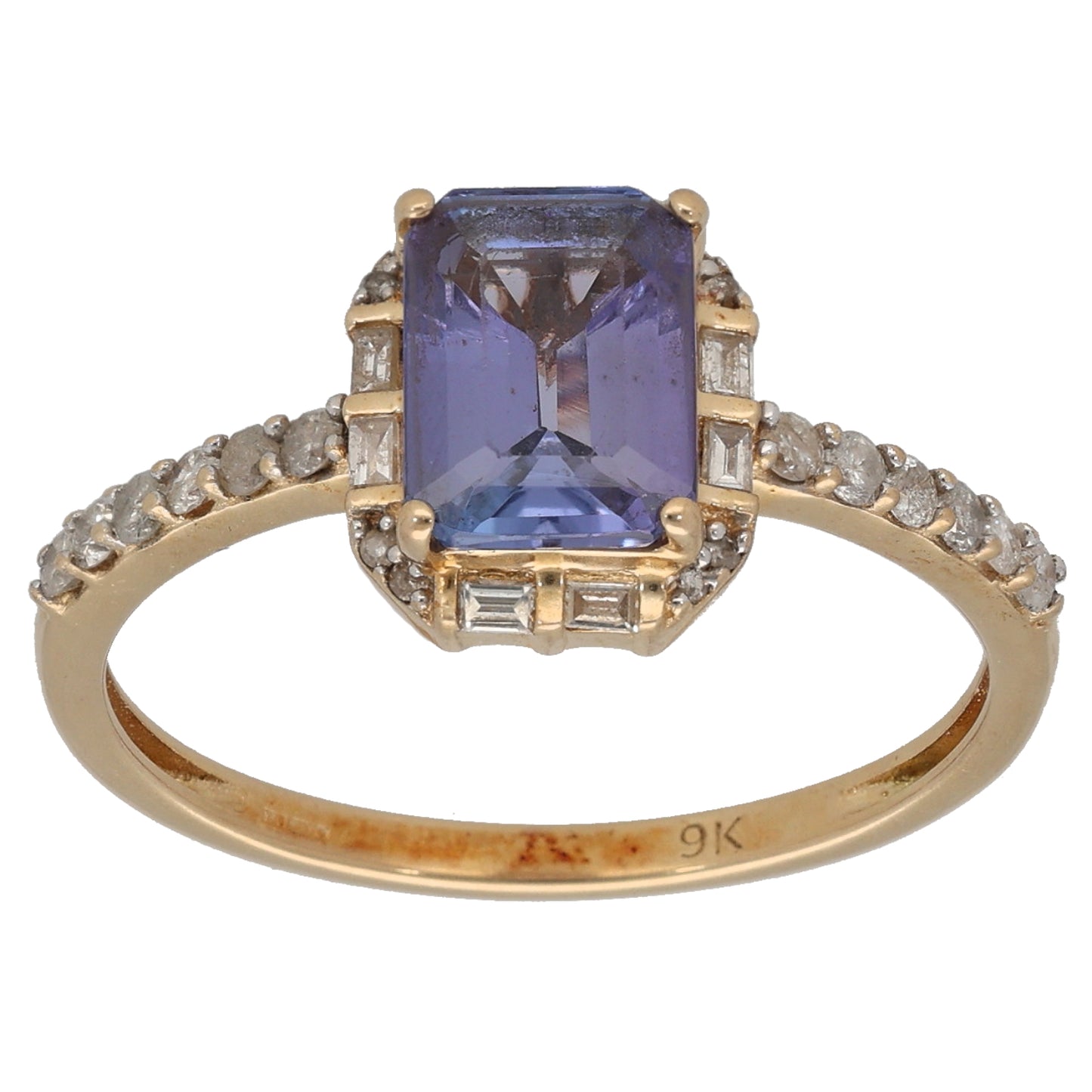 9ct Gold 0.36ct Diamond & Tanzanite Dress/Cocktail Ring Size R