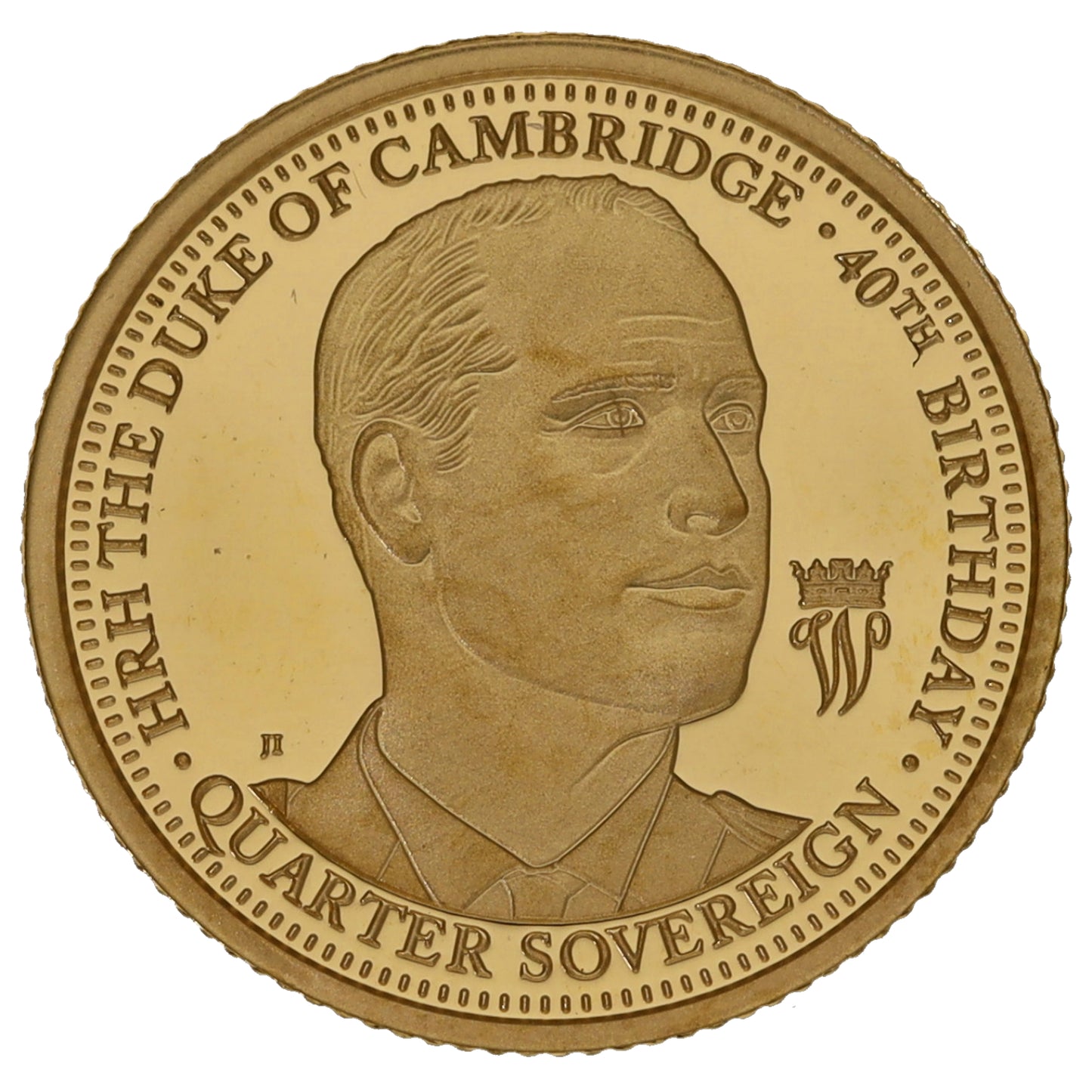 22ct Gold HRH The Duke Of Cambridge 40th Birthday Quarter Sovereign Coin 2022