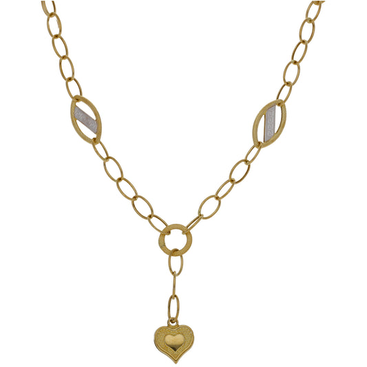 New 14ct Gold Greek Key & Heart Chain 18"