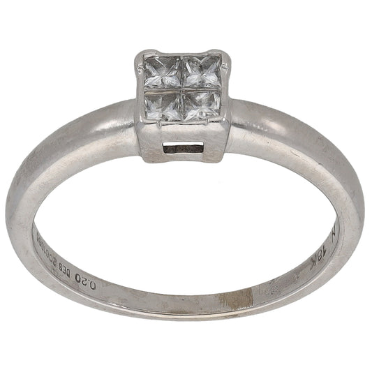 18ct White Gold 0.20ct Diamond Dress/Cocktail Ring Size L