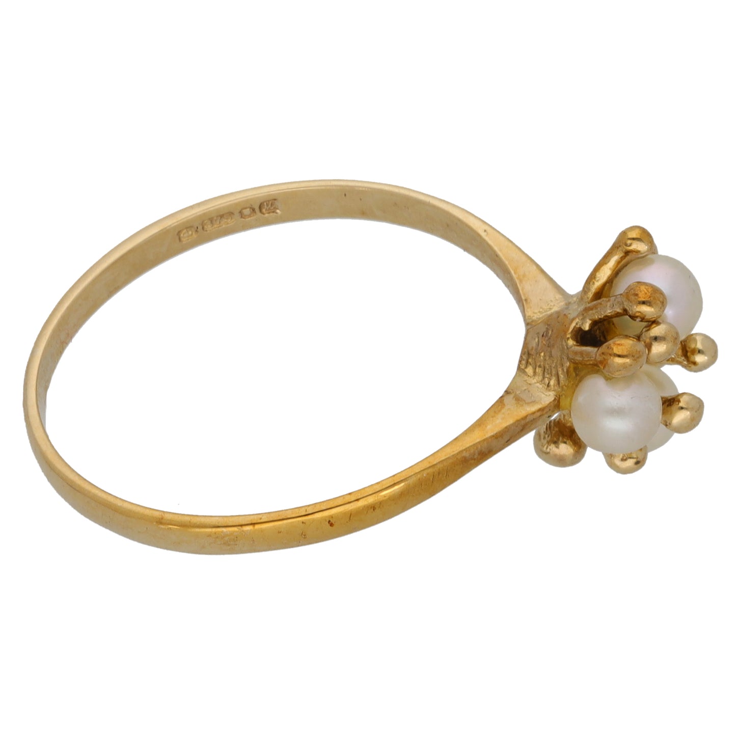 9ct Gold Cultured Pearl Dress/Cocktail Ring Size Q