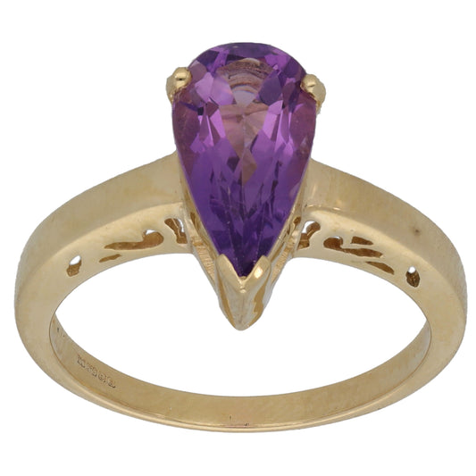 9ct Gold Amethyst Single Stone Ring Size N