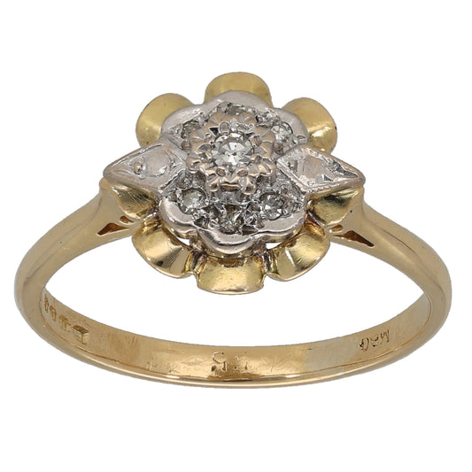 18ct Gold 0.06ct Diamond Cluster Ring Size L