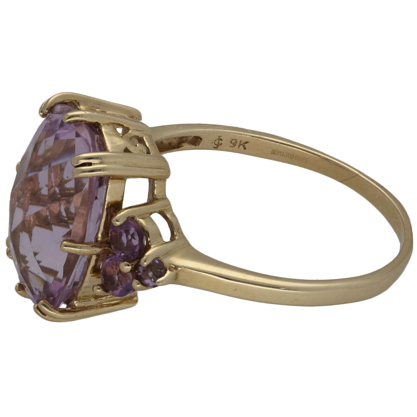 9ct Gold Amethyst Dress/Cocktail Ring Size S
