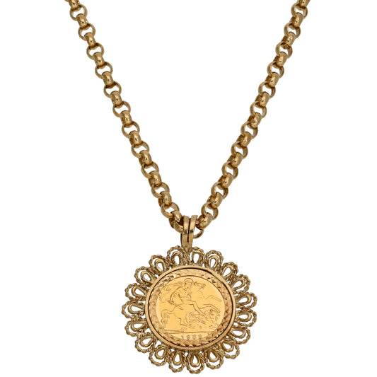 9ct Gold Half Sovereign Coin Pendant With Chain