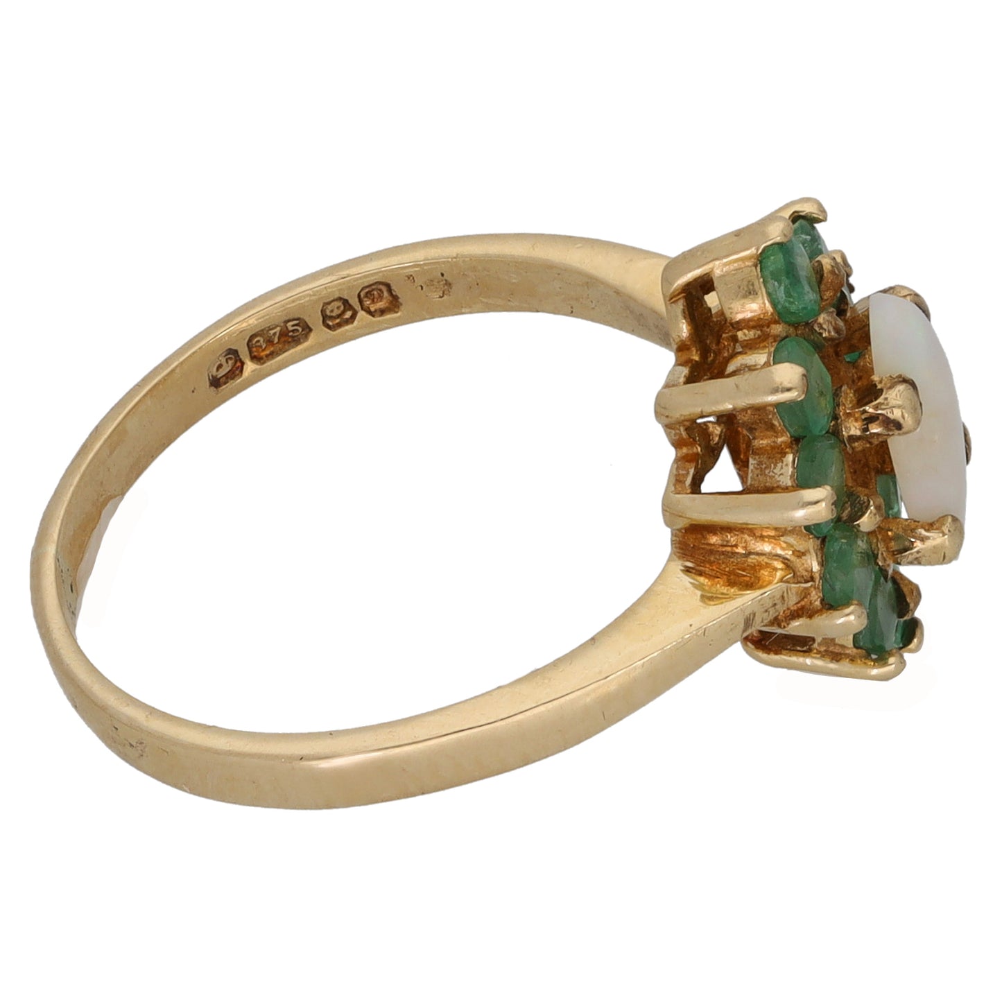 9ct Gold Opal & Emerald Dress/Cocktail Ring Size L
