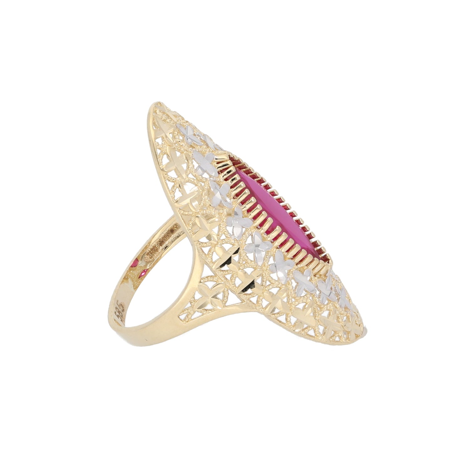 14ct Gold Red Stone Dress/Cocktail Ring