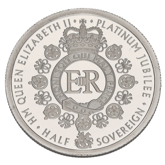 Platinum Queen Elizabeth II Platinum Jubilee Half Sovereign Coin 2022