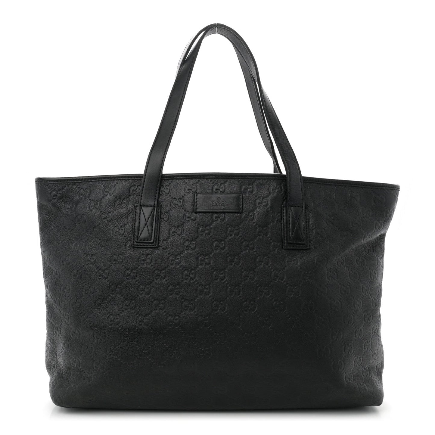 Gucci Zipped Shopping Tote Guccissima Leather Bag - Black