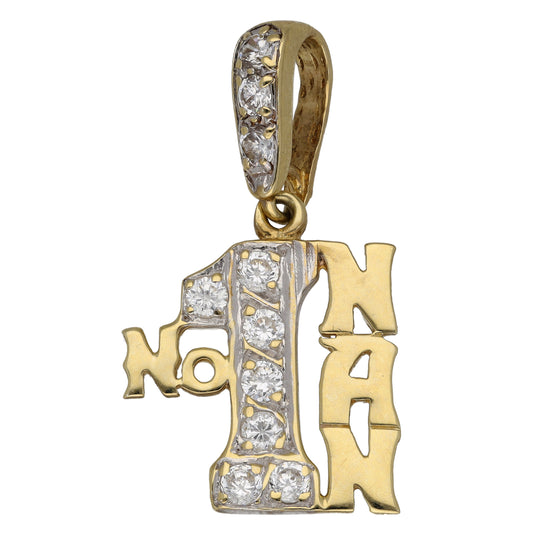 9ct Gold Cubic Zirconia Number 1 Nan Family Pendant