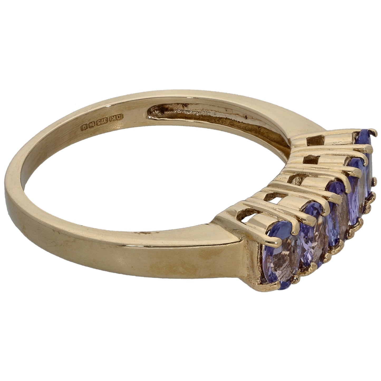 9ct Gold Tanzanite Half Eternity Ring Size N