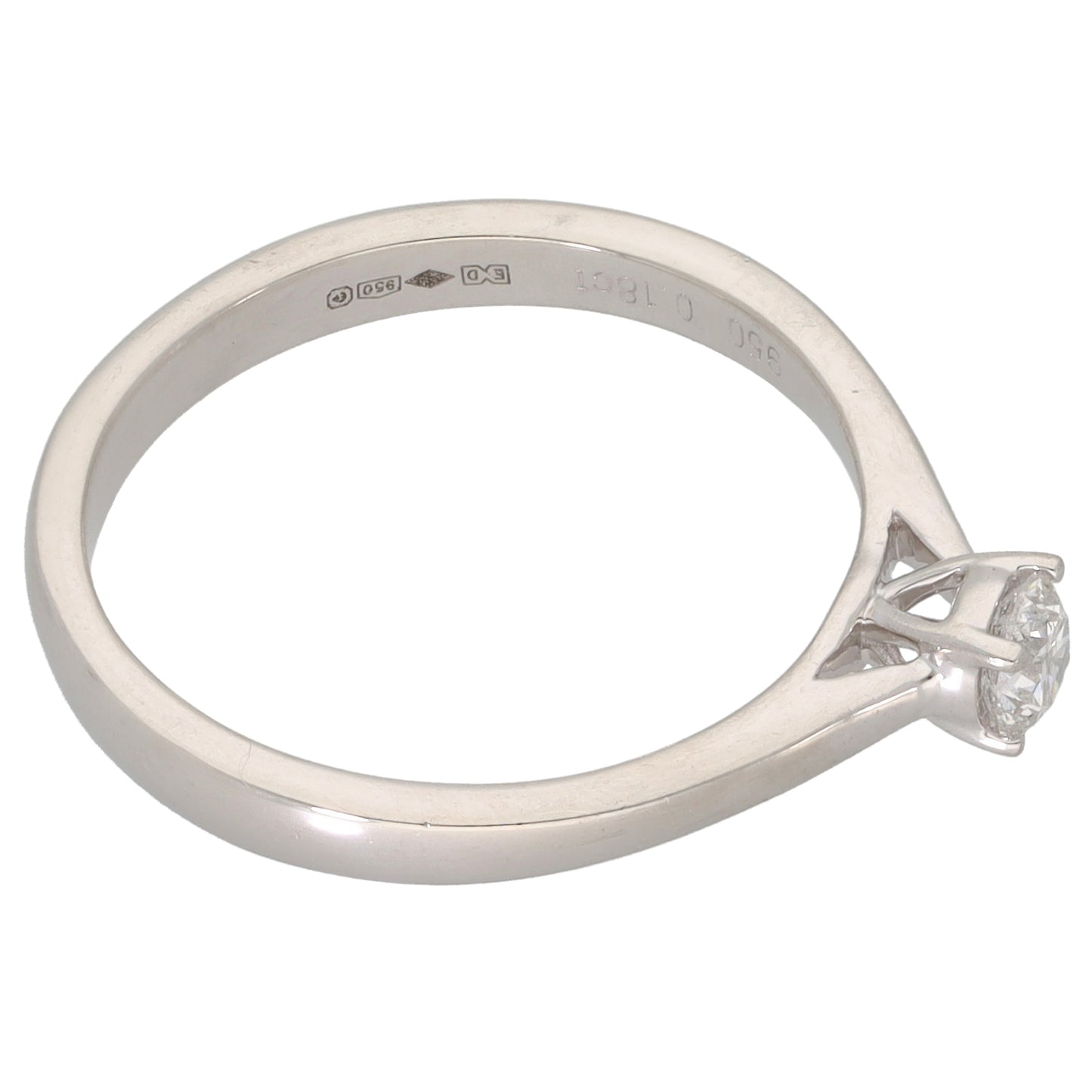 Platinum 0.18ct Diamond Solitaire Ring Size N