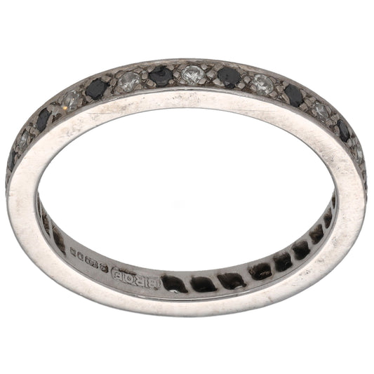 18ct White Gold Sapphire & 0.08ct Diamond Eternity Ring Size N
