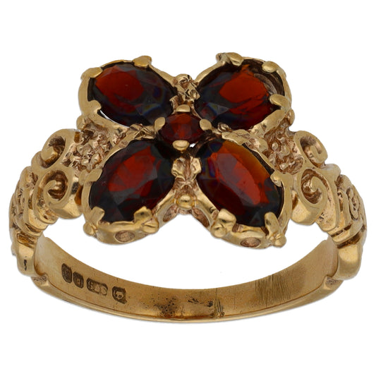9ct Gold Garnet Dress/Cocktail Ring Size P