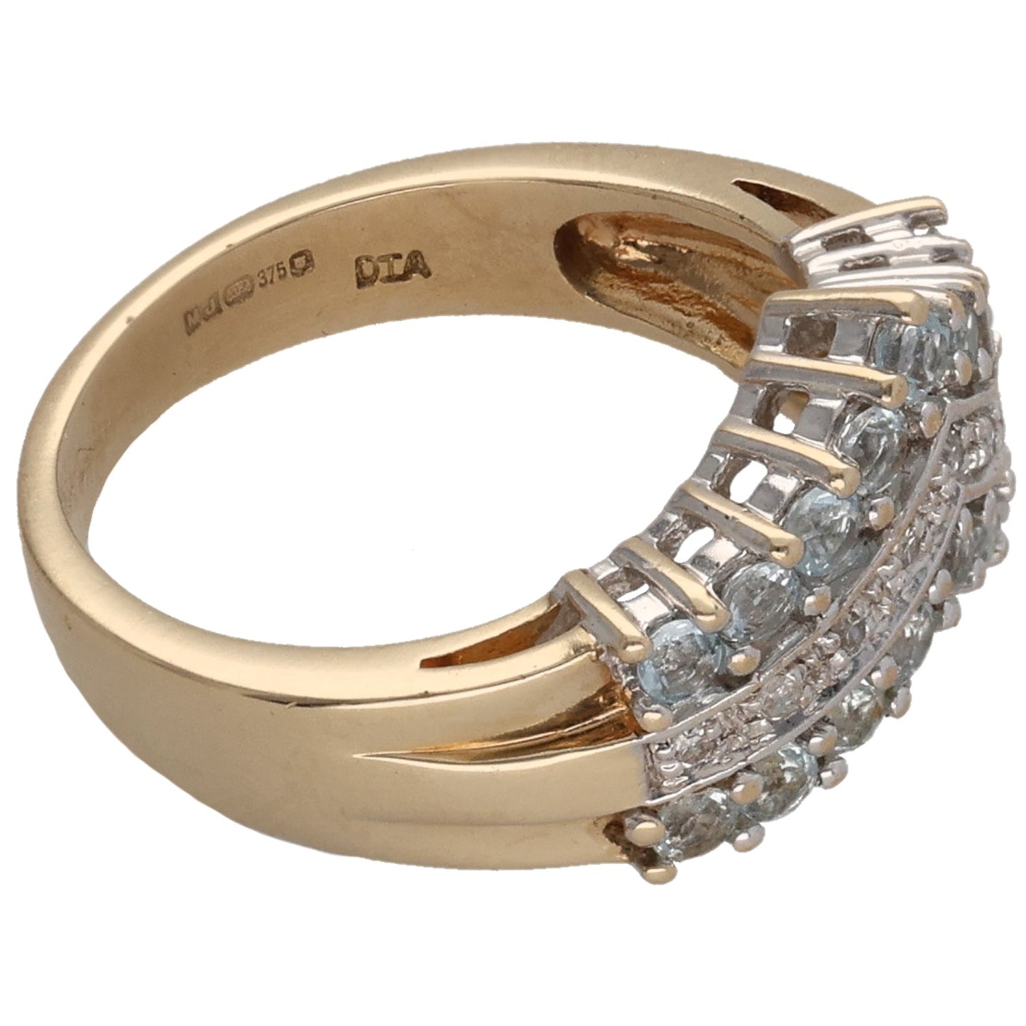 9ct Gold Topaz & 0.045ct Diamond Wishbone Ring Size M