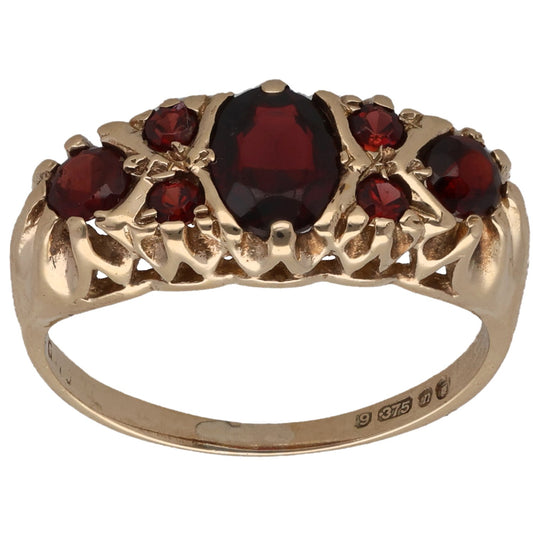 9ct Gold Garnet Dress/Cocktail Ring Size P