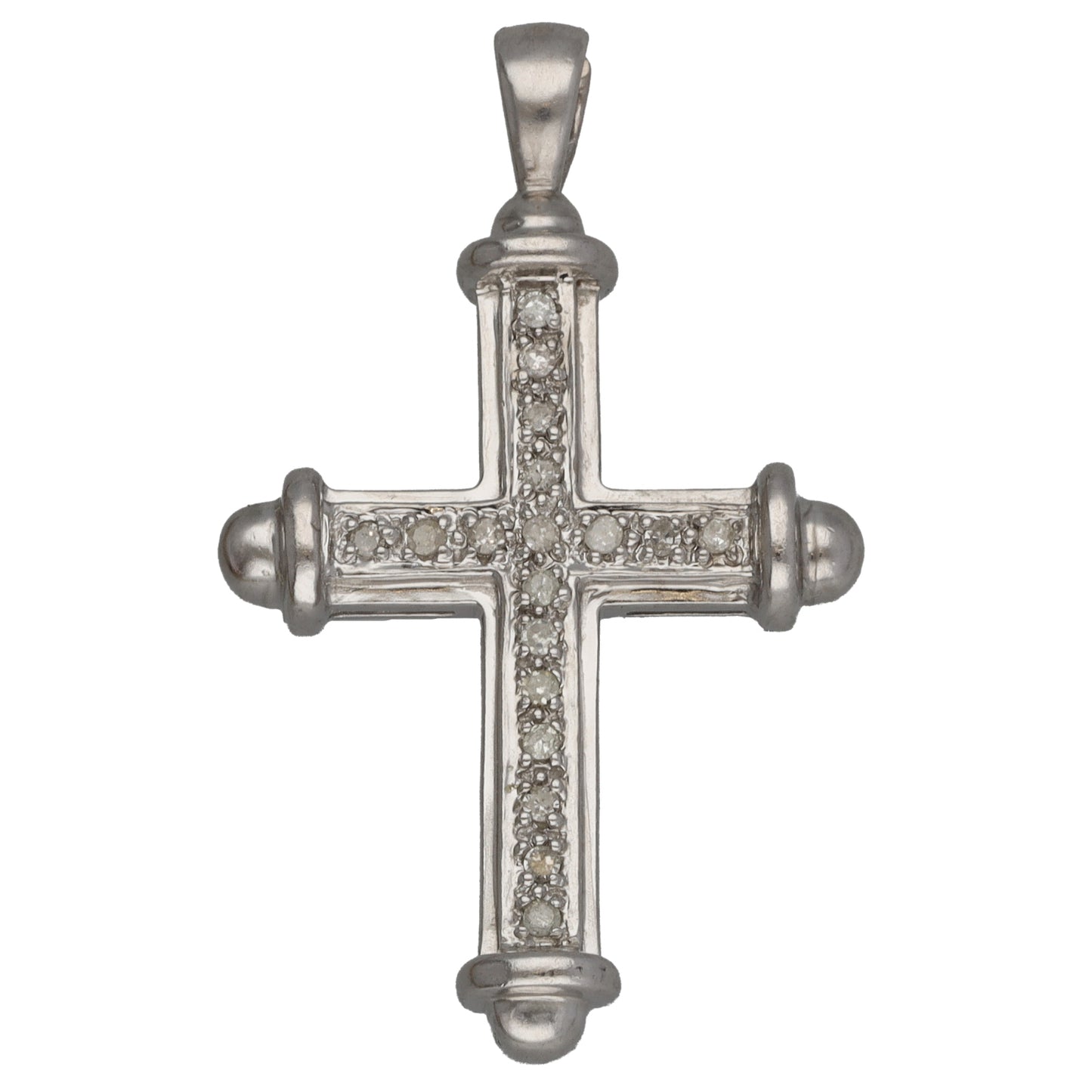 9ct White Gold 0.15ct Diamond Cross Pendant