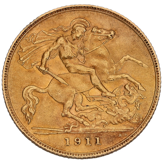 22ct Gold King George V Half Sovereign Coin 1911