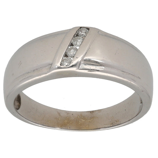 9ct White Gold 0.10ct Diamond Alternative Ring Size S