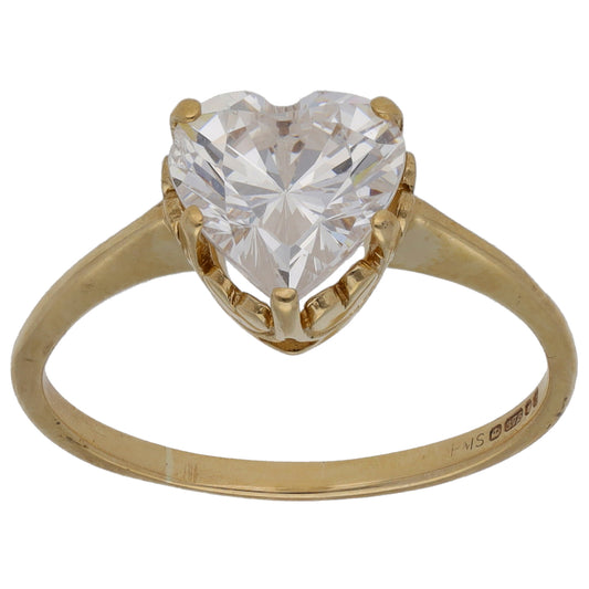 9ct Gold Cubic Zirconia Single Stone Ring Size O