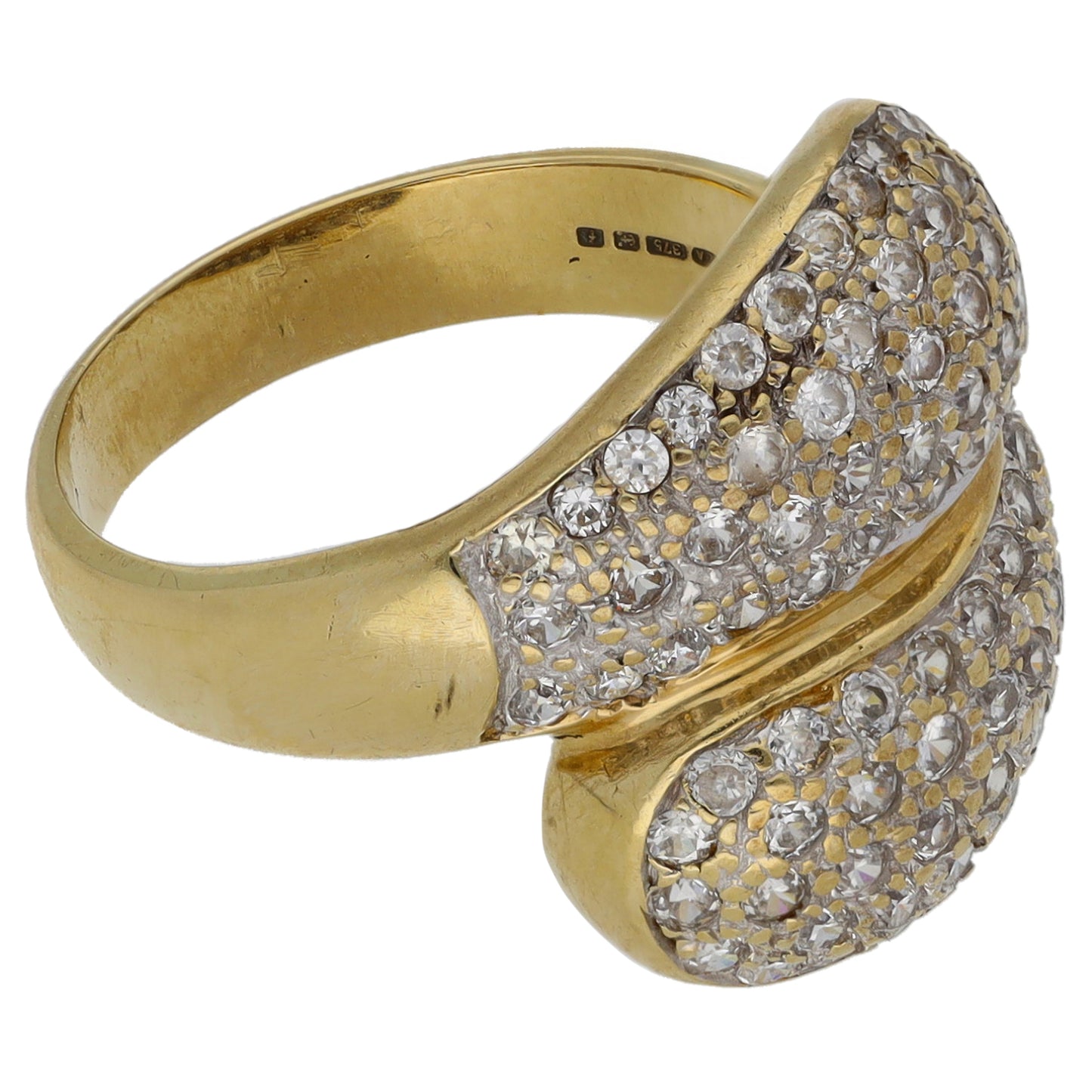 9ct Gold Cubic Zirconia Dress/Cocktail Ring Size M