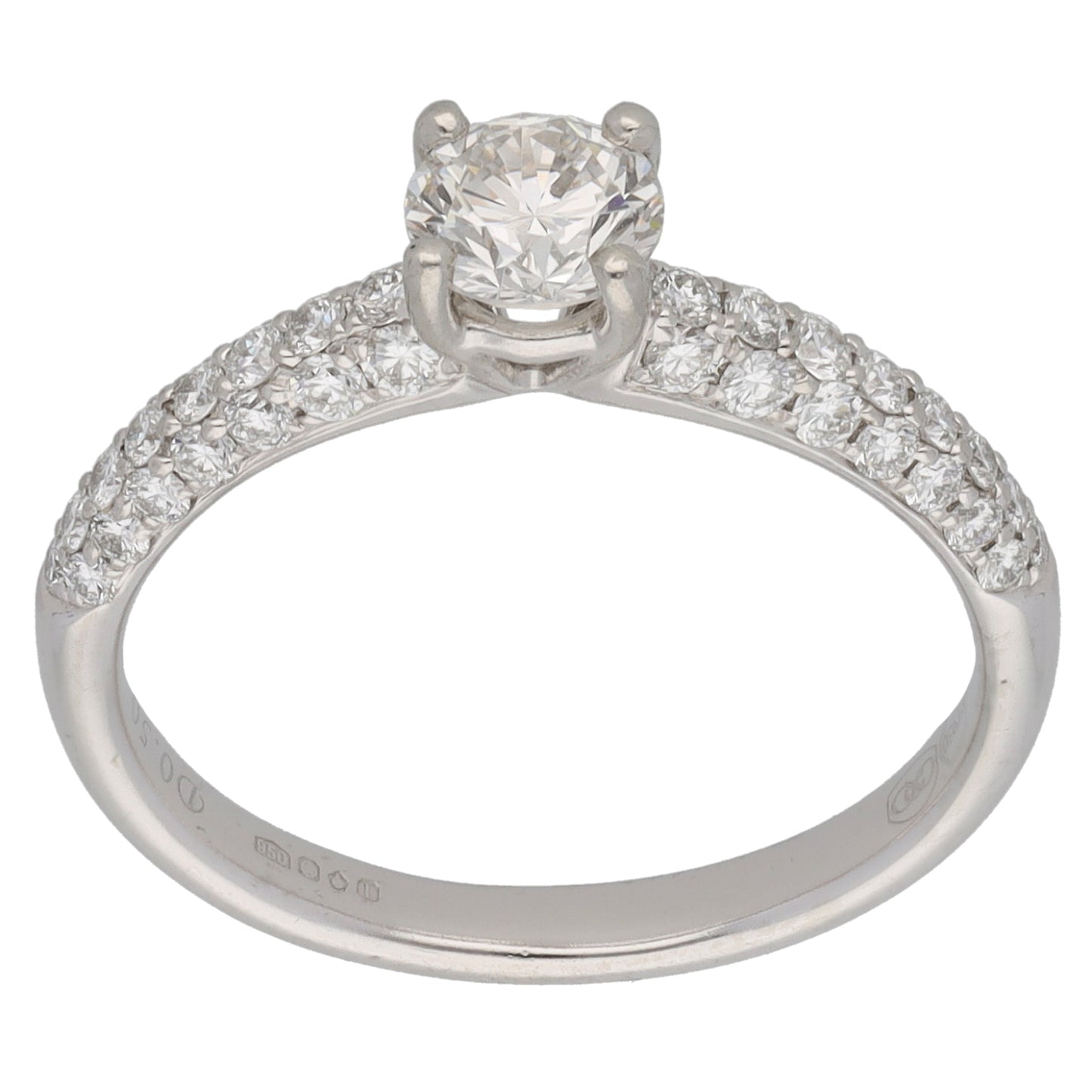 Platinum 0.94ct Diamond Solitaire Ring With Accent Stones Size M