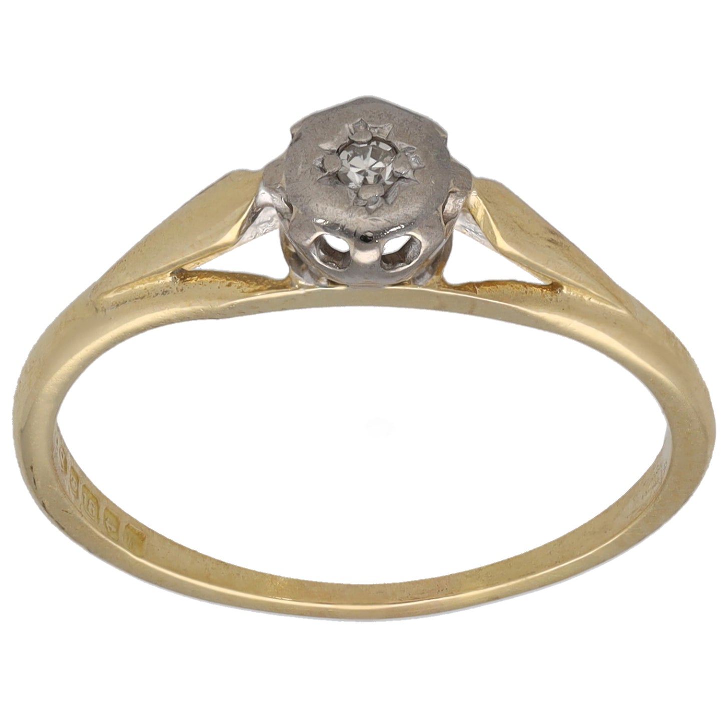 18ct Gold 0.02ct Diamond Solitaire Ring Size M