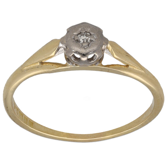 18ct Gold 0.02ct Diamond Solitaire Ring Size M