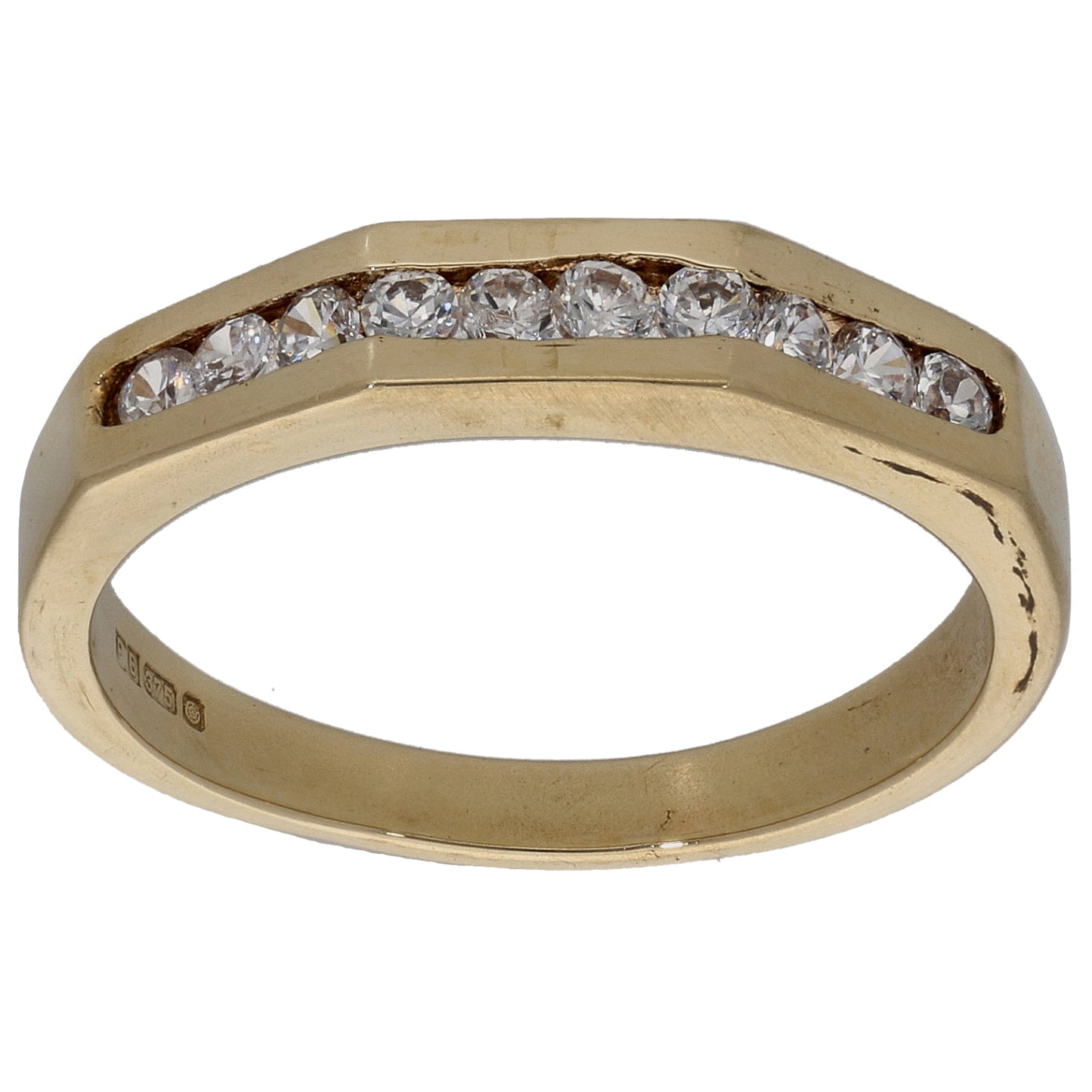 9ct Gold Cubic Zirconia Half Eternity Ring Size P
