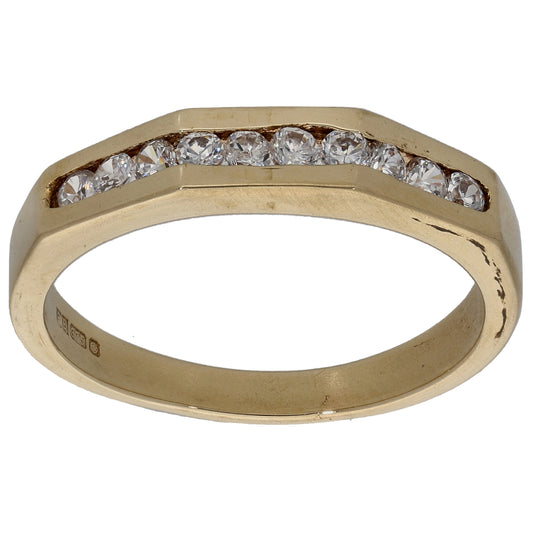 9ct Gold Cubic Zirconia Half Eternity Ring Size P