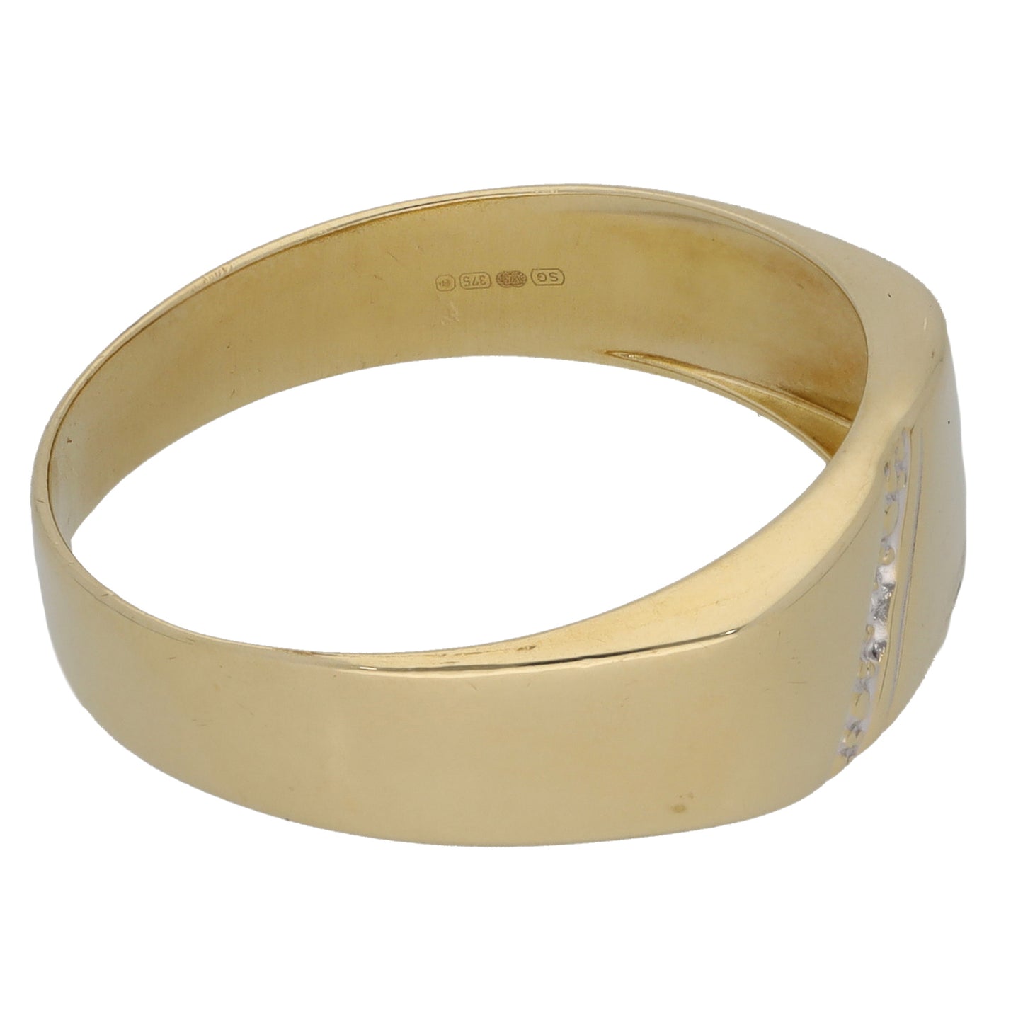 9ct Gold 0.005ct Diamond Signet Ring Size V