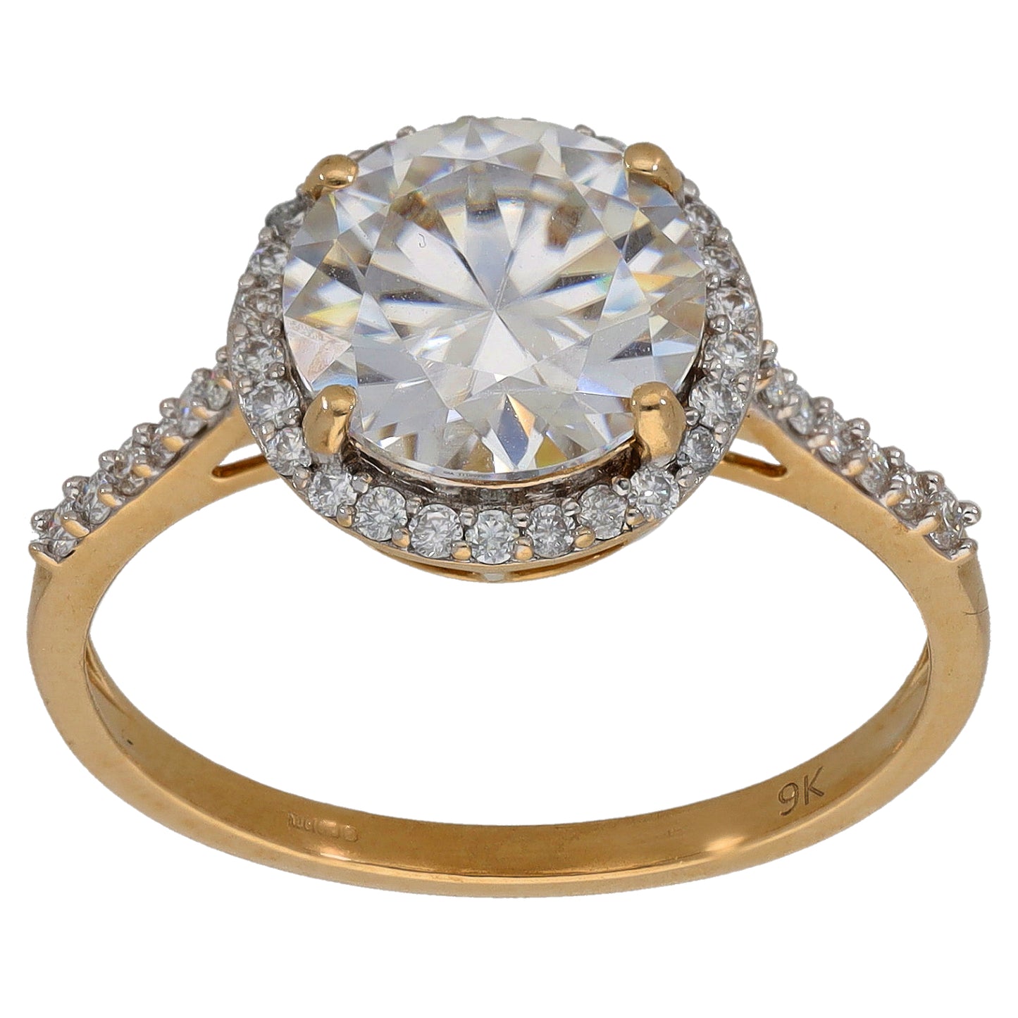 9ct Gold Cubic Zirconia Halo Ring Size T