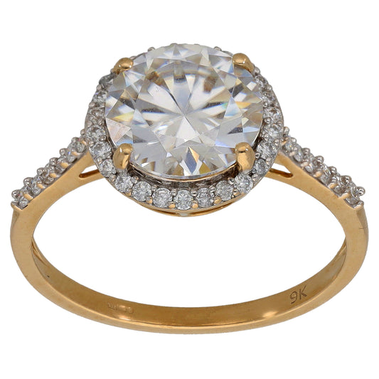9ct Gold Cubic Zirconia Halo Ring Size T