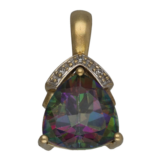 9ct Gold Coated Topaz & 0.03ct Diamond Dress/Cocktail Pendant