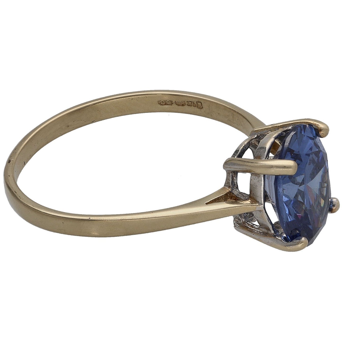 9ct White Gold Imitation Single Stone Ring Size N