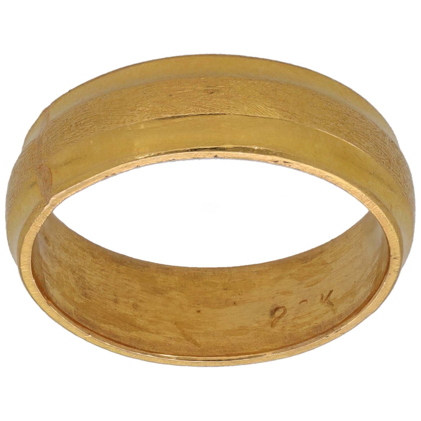 22ct gold patterned wedding ring band, size K engraving on inside