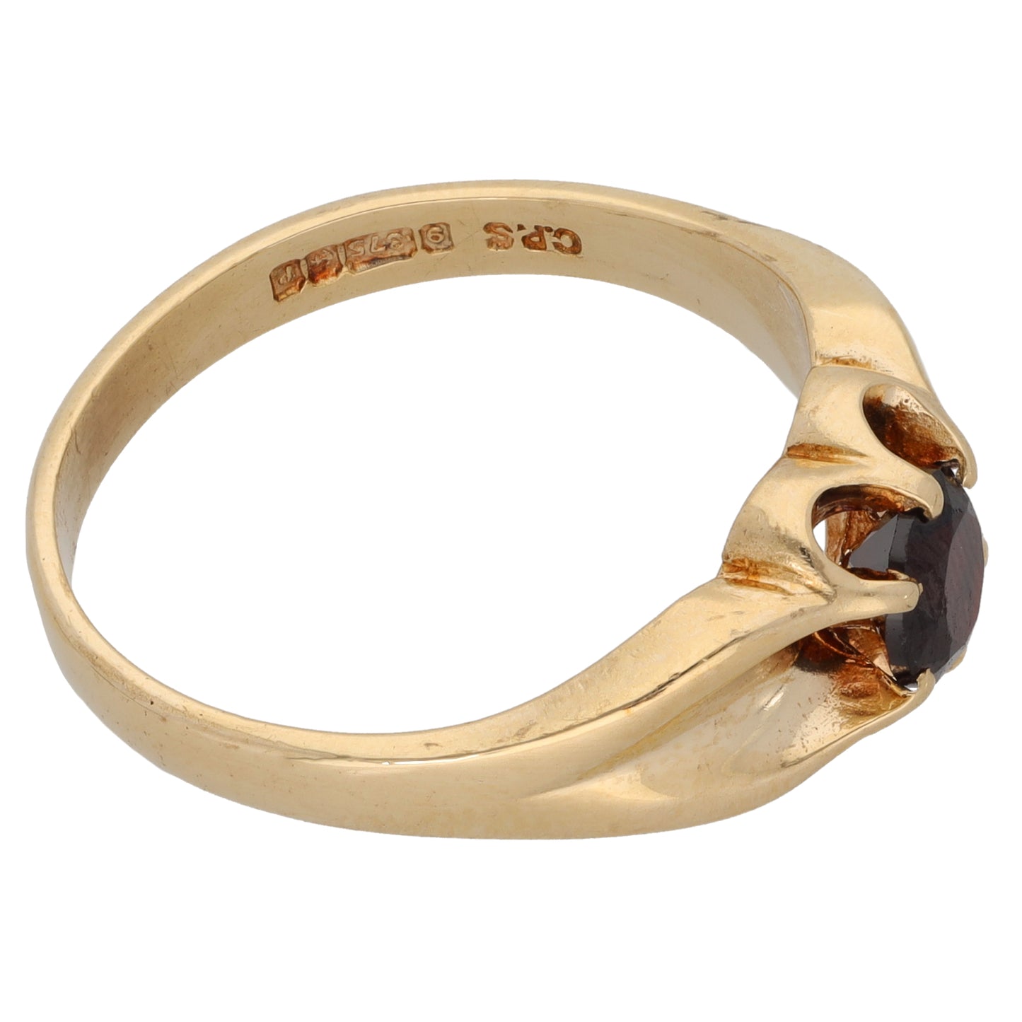 9ct Gold Garnet Single Stone Ring Size V