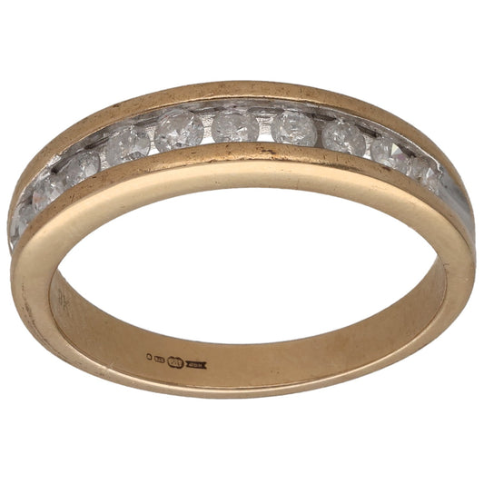 9ct gold half-eternity ring with round diamonds set along band