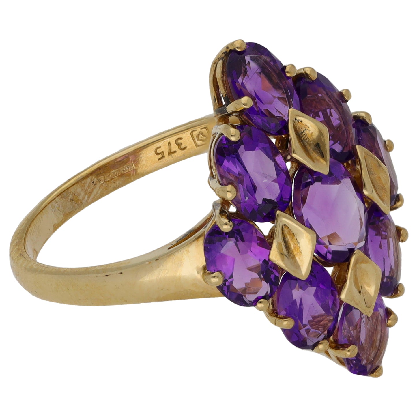 9ct Gold Amethyst Dress/Cocktail Ring Size S