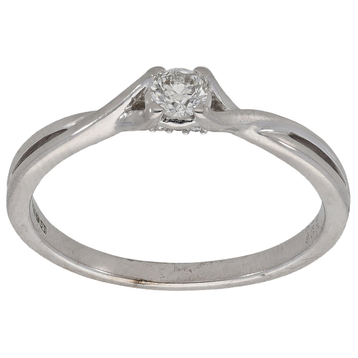 9ct White Gold 0.16ct Diamond Solitaire Ring Size O