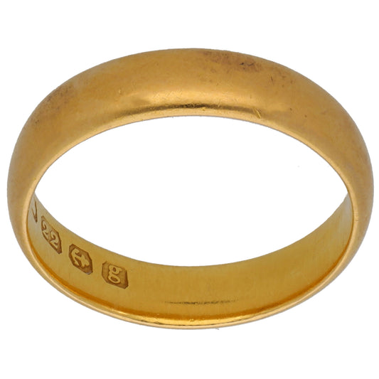 22ct Gold Plain Wedding Ring Size M