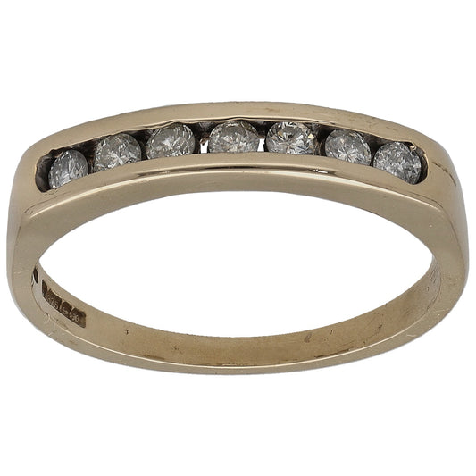 9ct gold half eternity ring with round-cut diamonds across the top edge