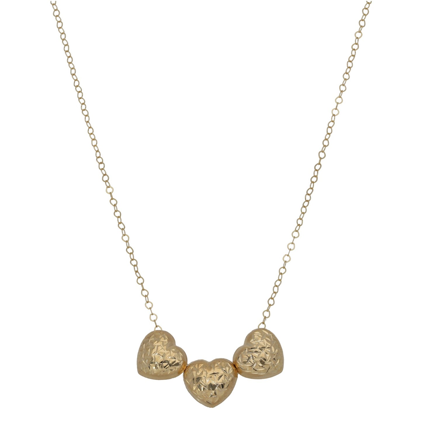 New 9ct Gold Patterned Heart Necklace 18"