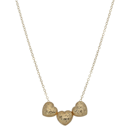 New 9ct Gold Patterned Heart Necklace 18"