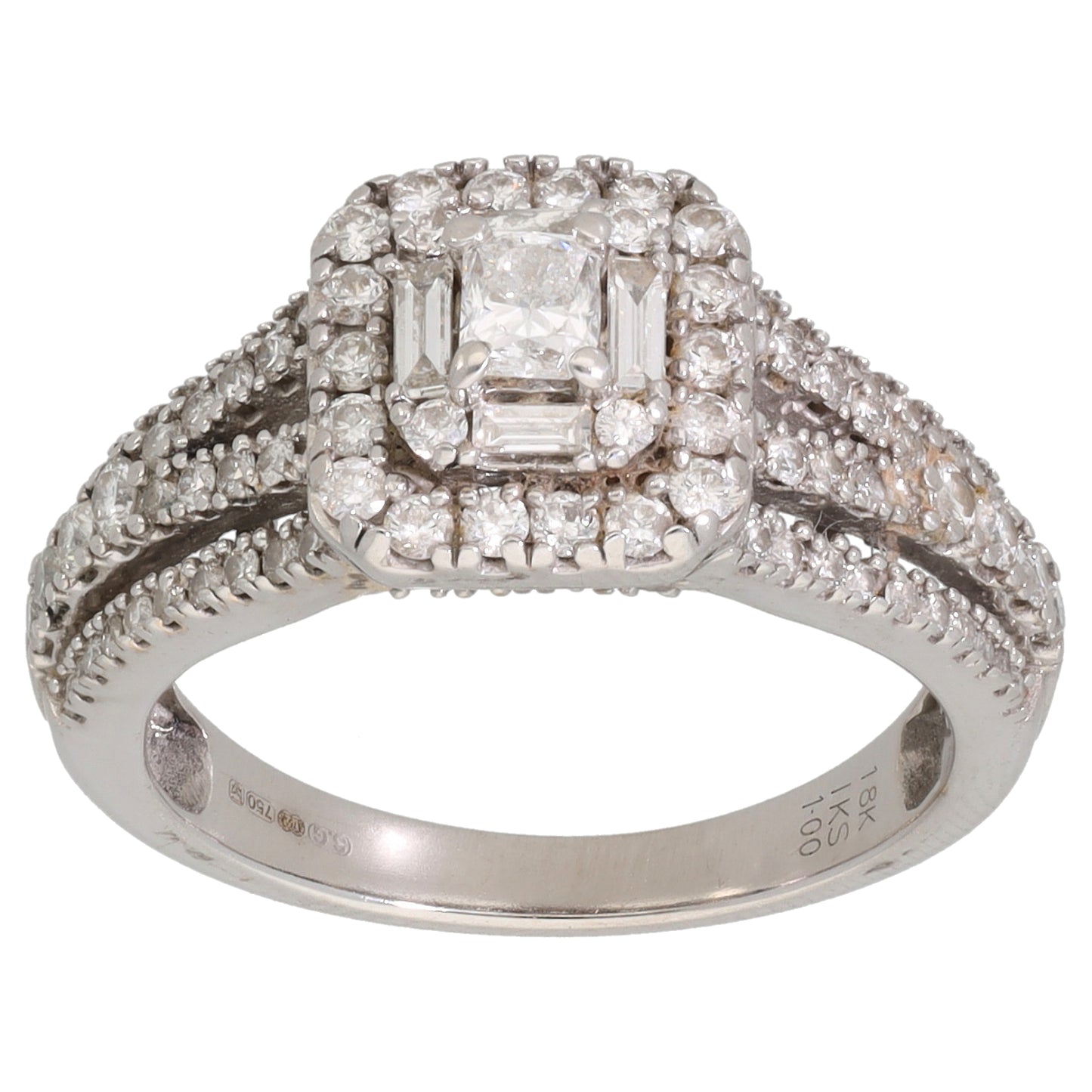 18ct White Gold 1.00ct Diamond Dress/Cocktail Ring Size M