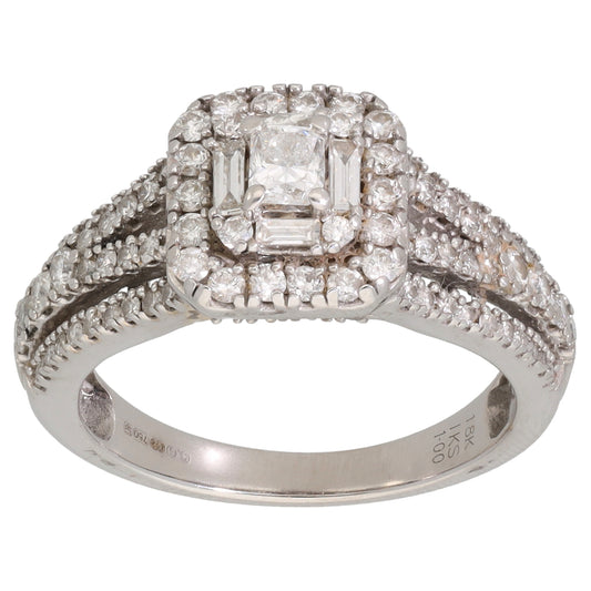 18ct White Gold 1.00ct Diamond Dress/Cocktail Ring Size M