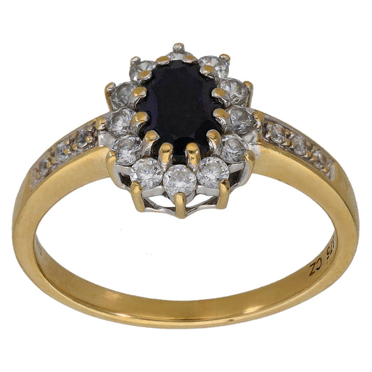 9ct Gold Sapphire & Cubic Zirconia Dress/Cocktail Ring Size P