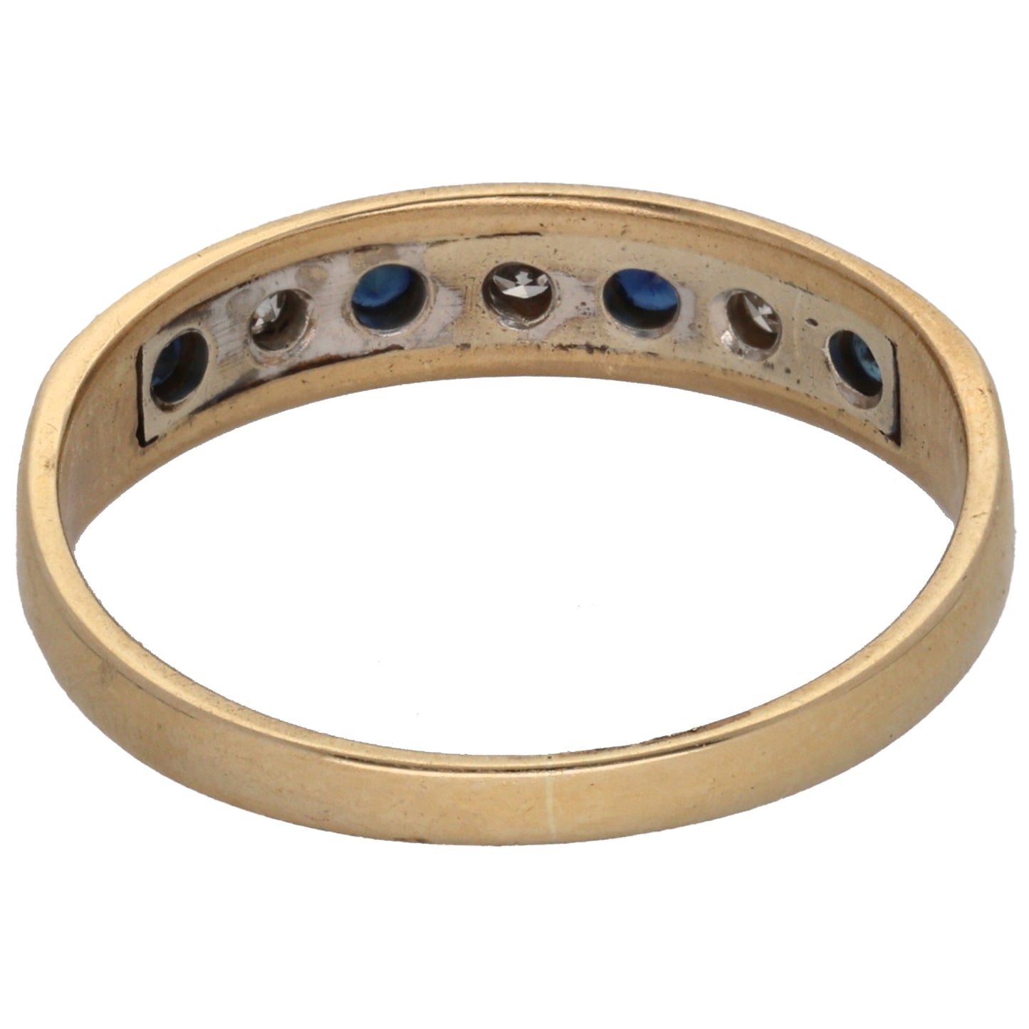 9ct Gold Sapphire & 0.03ct Diamond Half Eternity Ring Size P