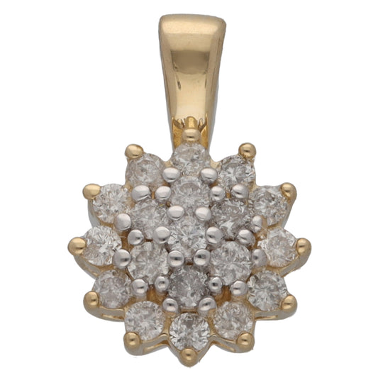 New 9ct Gold 0.26ct Diamond Cluster Pendant